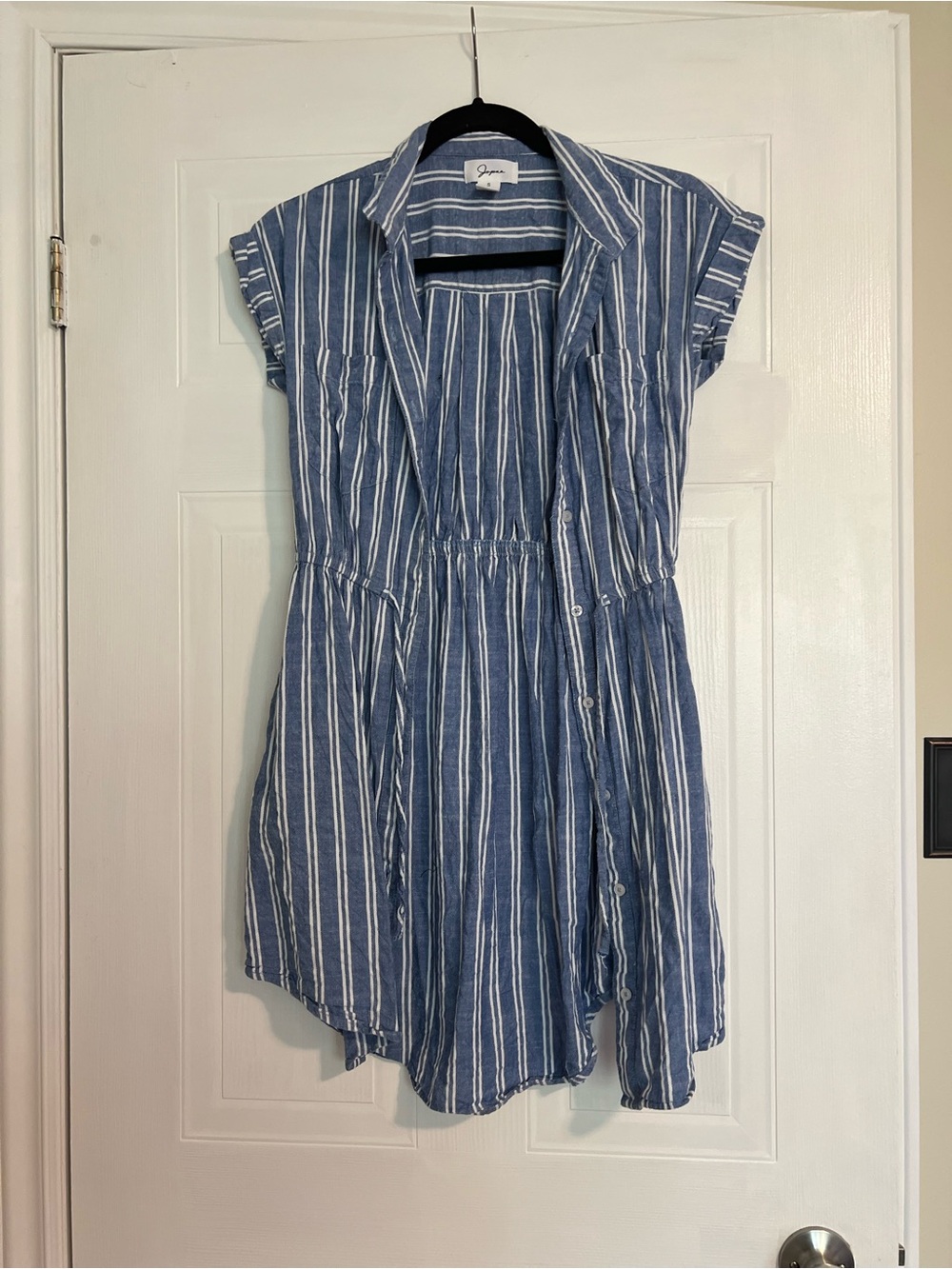 Blue & White Striped Casual Shirt Dress